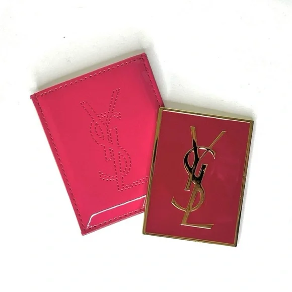 Yves Saint Laurent Red and Gold Mirror with Case - Picture 2 of 5